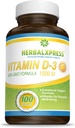 Herbalxpress Vitamin D (as cholecalciferol) 1,500 IU (100 Tablets) is The Perfect Addition to a Healthy Lifestyle, Bones, Teeth, Muscles, Immune Function, and Well-Being, Non-GMO and Gluten-Free.