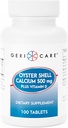 GeriCare Oyster Shell Calcium 500mg + Vitamin D, Bone Health, Nutritional Supplement Tablets, 100 Count (Pack of 1)