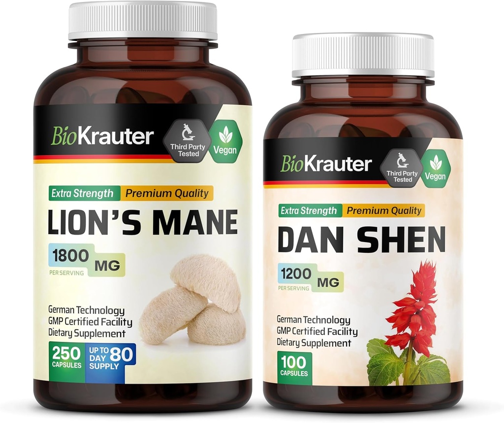 BIO Krauter Leeuwen Mane 250 capsules & Dan Shen 100 capsules
