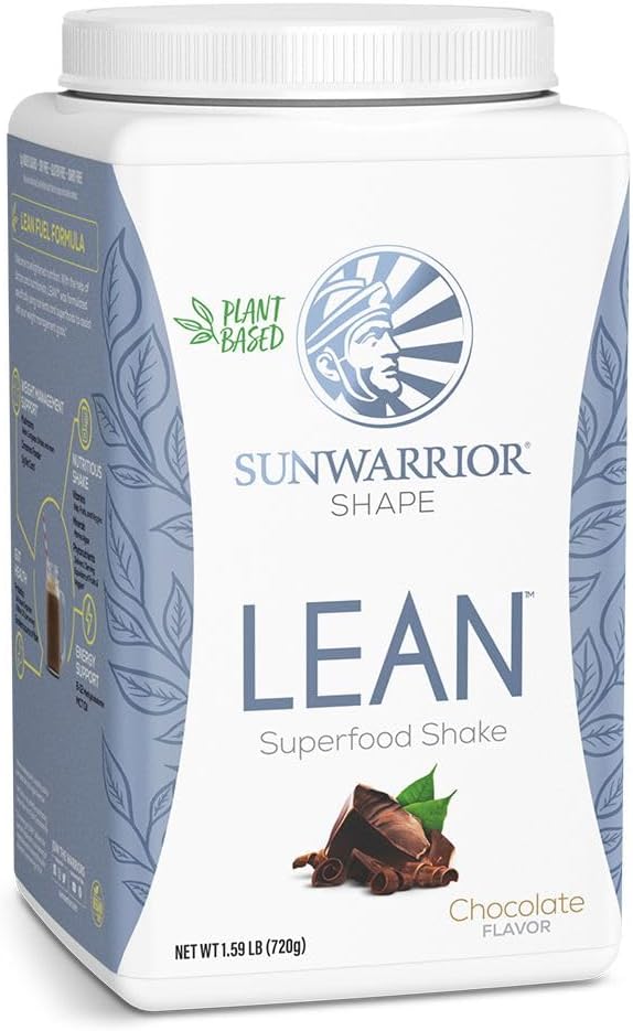 Sunwarrior Vegan Proteína Superfood Shake Meal Suplemento de proteína orgánica substitución | Gluten Free Non-GMO Dairy Sugar Free Low Carb Plant Based Protein | Chocolate 20 Servings | Shape Lean