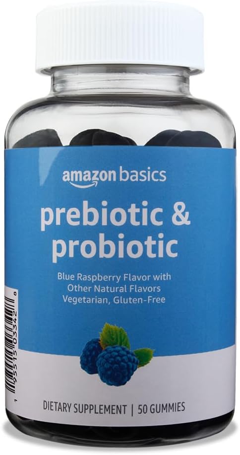 Basics Prebiotic & Probiotic Gummies, 2 miliardy CFU, Modrá Malina, 50 Počet (2 na obsluhu) (predtým Solimo)
