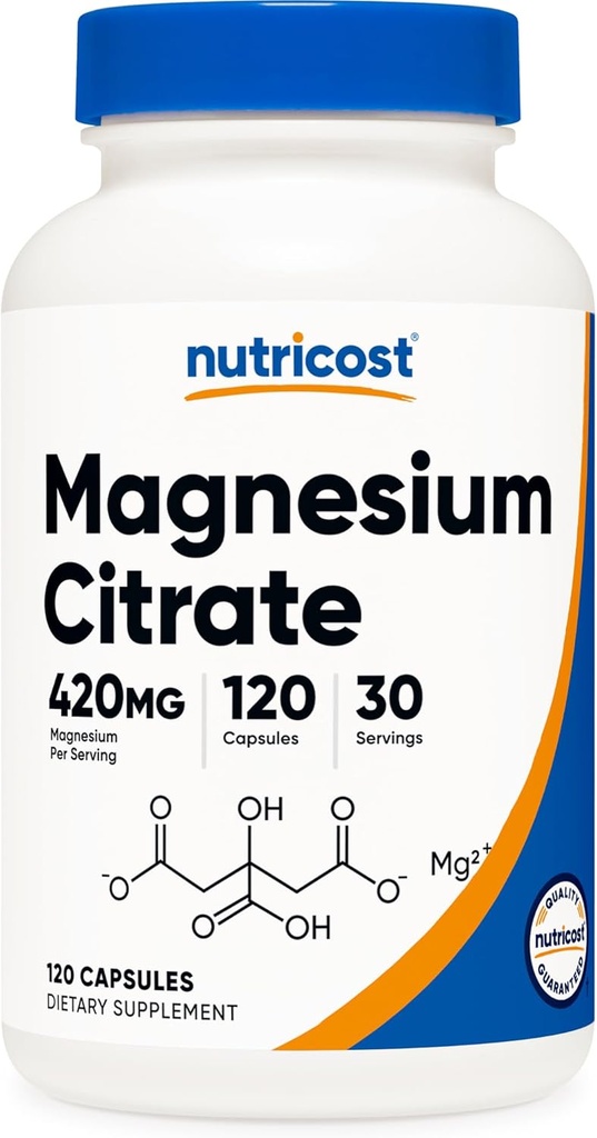 Nutricost Magnesium Citrate 420mg, 120 Veggie Capsules - 30 portioner, Gluten Free, Non-GMO Supplement