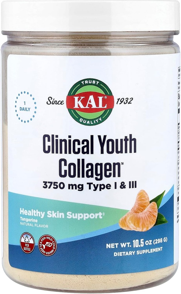 Kal Clinical Youth Collagen Tip I & Iii Tangerine, 10.5 Ounce