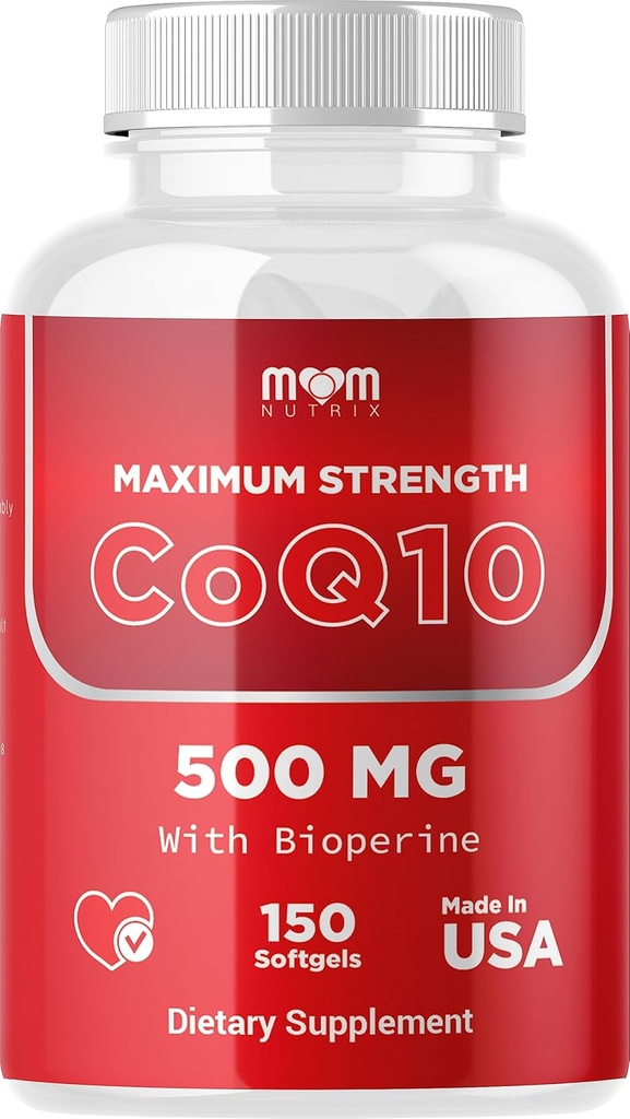 Dr. JOEL'S MOM Nutrix CoQ10 500mg – Supporto per la produzione di energia cellulare – Miglior assorbimento con Bioperine – 150 Softgels – Made in USA