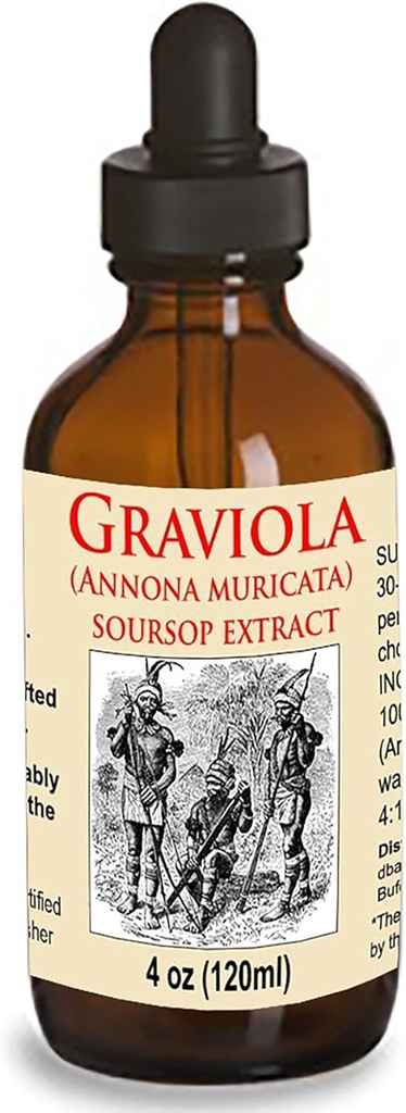 Bio Graviola Liquid Soursop Extract 4 oz Wildcrafted Tincture (Annona Muricata) : Immunsystem Booster (4oz)