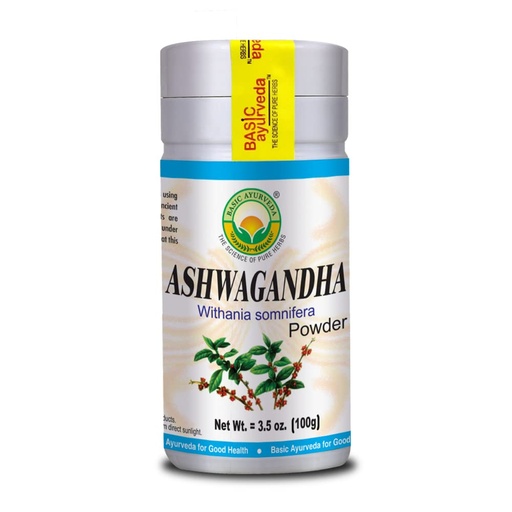 [BRSRO2YEAACAADQV] BASIC AYURVEDA Ashwagandha Powder | Organic Indian Ginseng Root Extract | Energy, Focus, & Mood Support | Natural Ayurvedic Herbal Supplement | 3.53 Oz (100g)