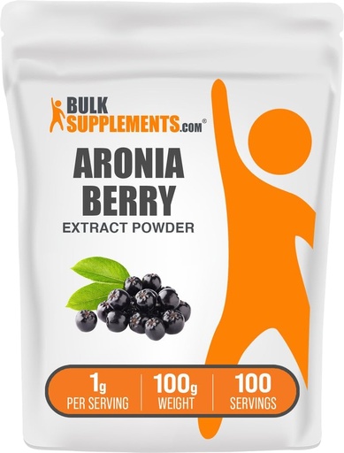 [BRSWGEACPIBGCF3K] BulkSupplements.com Aronia Extract Powder - Aronia Berry Extract, Chokeberry Supplement - Gluten Free, 1g per Serving, 100g (3.5 oz) (Pack of 1)