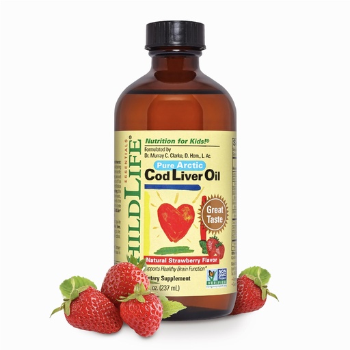 [BRSWKHY5BEIQEHLD] CHILDLIFE ESSENTIALS Cod Liver Oil for Kids - Kids Arctic Cod Liver Oil Liquid for Babies 6+ Months & Toddlers, Added DHA, EPA, Omega-3 Fatty Acids - Strawberry, 8 fl oz