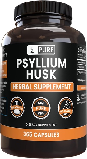 [BRSWGBA7OR6QIHT2] URE ORIGINAL INGREDENTS Psylli Husk (365 Capules) No Magnesi Orice Fillers, sempre Pure, Lab Verificat