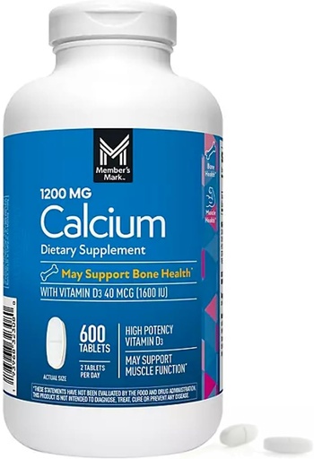 [BRSRAGLYA4MGO337] Kideak Mark Calcium D3 bitaminarekin, 600 ct - Hezur eta muskulu osasuna onartzen ditu - Potentzia handiko Calcium 1200 mg eta D3 40 mcg