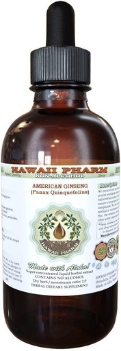 [BRSWKEYHOYNRWEY3] American Ginseng Alcohol-Free Liquid Extract, Ginseng (Panax Quinquefolius) Dried Root Glycerite Hawaii Pharm Natural Herbal Supplement 4 oz
