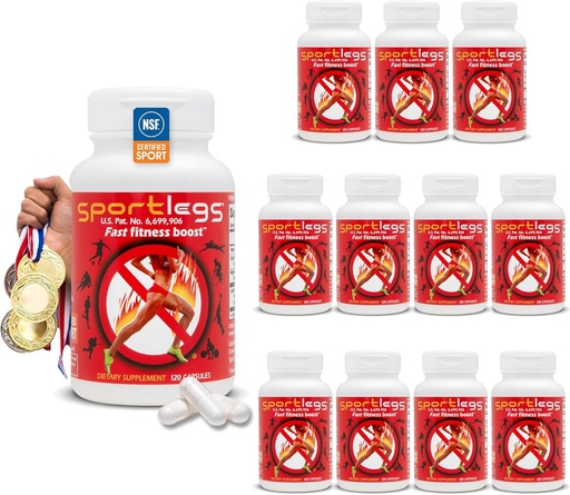 [BRSWIYQEAQMBMFLI] SPORTLEGS Fast Fitness Boost Pre Workout for Men and Women, Lactic Acid Supplement, Sports Endurance Fuel, Endurance Supplements for Runners - NSF Certified for Sport,120-Capsule Bottle, Pack of 12