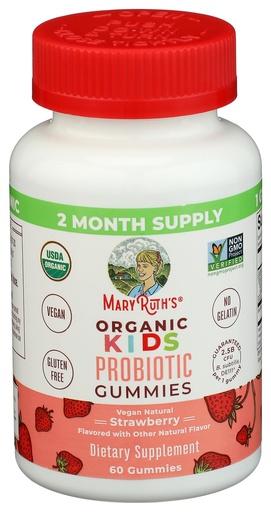 [BRSW2FD6DJYAMA37] Mary Ruth's Organic Kids Strawberry Probiotic Gummies, 60 CT