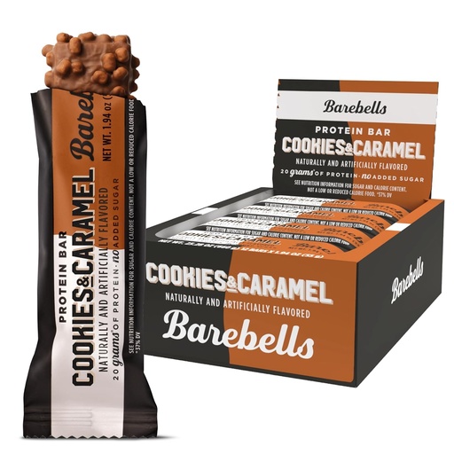 [BRSRAYYBAEBRE3D7] Barebells Protein Bars Cookies and Caramel - 12 Count, 20g High Protein Treats - Chocolate Nutrition Bar with 1g Total Sugars - On-The-Go Breakfast or Post-Workout Snack