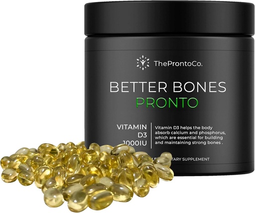 [BRSRAH33BUFRYELO] Pronto Vitamin D3 Supplement - 1000 IU, Daily Use Supplement for Bone Health & Immune Support, Easy to Swallow Essential D3 Capsules, 120 Count