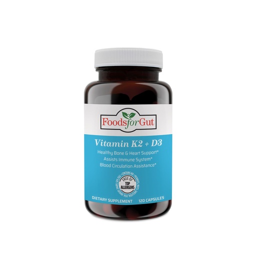 [BRSROGD2CUNQYA35] Foods For Gut Vitamin K2 (MK7) D3 & BioPerine® Black Pepper Extract | 120 Capsules | Free of Top Allergens | Bone Health | Mood & Energy Support |