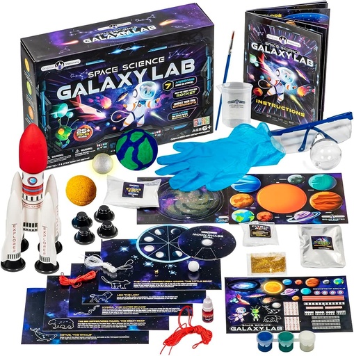[BRSRMBL5BYDRAAAY] Original Stationery Space Science Kit, Solar System Kit with a Rocket, Outer Space Craft Stickers and More to Make a Moon Spinner and a Solar System, Fun Gift Idea, Toys for Boys and Girls, Ages 6-14