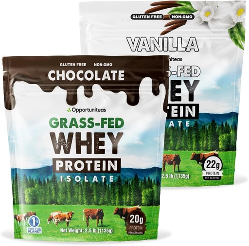 [BRSRMZDYC4PWOADK] Opportuniteas Grass Fed Vanilla Choco Whey Protein Isolate Powder - 20g Protein Powder Without Artificial Sweeteners, Hormone-Free Cows, Non GMO - 5lb