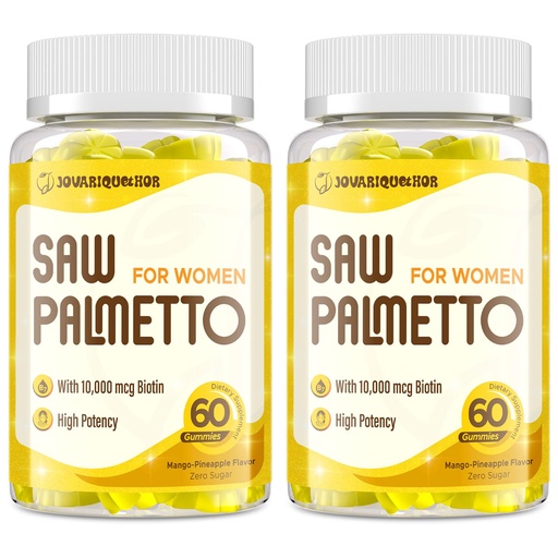 [BRSRAGIHPMHBQ3I4] Jovariquethor Saw Palmetto for Women - DHT Blocker Hair Growth Supplement - 500mg Potent Saw Palmetto Gummies for Hair, Skin, Nails, Urinary Wellness - Mango-Pineapple Flavor - 120 Gummies
