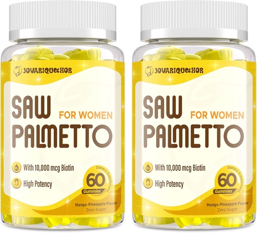 [BRSRAGIHPMHBQ3I4] Saw Palmetto for Women - DHT Blocker Hair Growth Supplement - 500mg Potent Saw Palmetto Gummies for Hair, Skin, Nails, Urinary Wellness - Mango-Pineapple Flavor - 120 Gummies