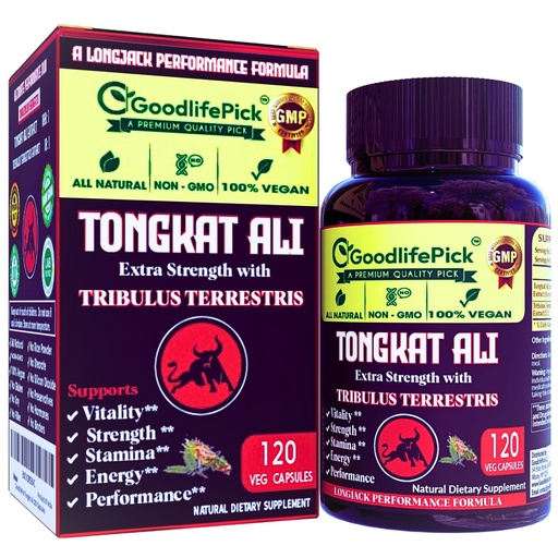 [BRSROGL3CENBMD3O] Extra Strength Tongkat Ali with Tribulus Terrestris. Powerful (100:1) Longjack/Tongkat Ali Extract. 120 Veg Capsules Tongkat Ali for Men.All Natural, Non-GMO,Vegan, No Stearate, No Rice Powder