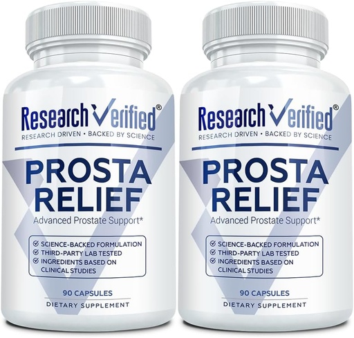 [BRSRAGLYDF5GE3LA] Research Verified® Prosta Relief - Saw Palmetto and Bioperine® - Prostate Health; Bladder & Urinary Health, Drive and Performance; Pure Natural, 90 Capsules (Pack of 2)