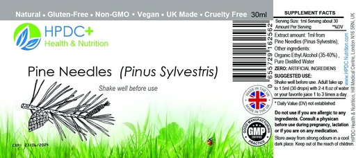 [BRSW2EL4OINRSFA6] HPDC+ Health & Nutrition Pine Needles Natural Liquid Extractincture גבוה ויטמין C, bioflavonoids, נוגדי חמצון, Acid shikimic (30 מ"ל / 1.01 fl oz)