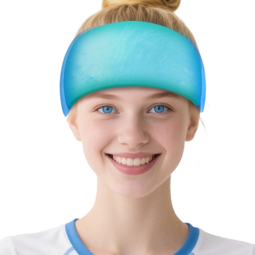 [BRSRAGILCUCQOGY4] Migraine Relief Cap,Soothing Headache Migraine Hat Ice Head Wrap,Hangover Cap Face Mask Cold Compression for Tension,Puffy Eyes,Stress,Sinus,Ice Blue