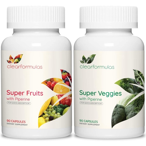 [BRSRAZYPAAFGY3A7] Daily Fruit and Veggies Supplement for Adults - Super Fruits and Vegetables Supplement with 37 Different Super Foods for Overall Health Wellness and Immune Support - Non-GMO and Vegan (30 Servings)