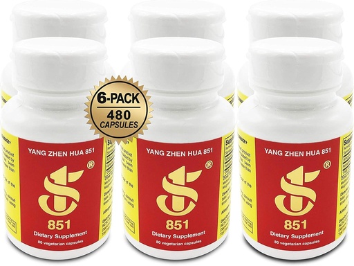 [BRSWIAIAOQCRMGA5] YANG Zhen Hua 851, Keeping You Healthy Naturally®, Made with 100% All-Natural USDA Organic Fermented Soy, Gluten-Free, Dairy-Free, BCAA, BCFA, Minerals, Protein (480 Capsules) - 6 Bottles