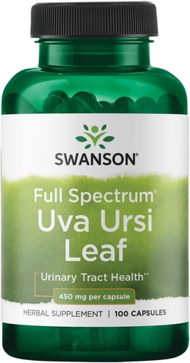 [BRSWIYT7PMOBO2LU] Swanson Full-Spectrum Uva Ursi Leaf - трав'яні добавки Підтримка Kidney & Urinary Tract Health - May Підтримка серцево-судинної системи Функція & Bladder Здоров'я - (100 капсули, 450mg Кожен)