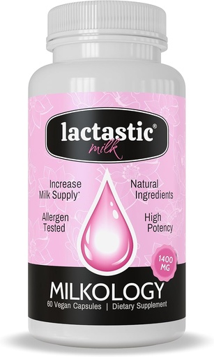 [BRSROZA5BV6BGCL3] Milkologia · Wysoka potencja mleczna Suplement do mleka dla zwiększonej podaży mleka · Organic, Non-GMO, Wegan, Allergen Tested · 60 Kapsułki Vegan