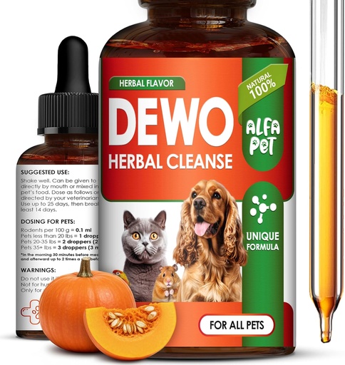 [BRSRAEA7B4JRAHYZ] Cat & Dog Herbal Broad Spectrum Cleanser – Liquid Cleanse for Puppy & Kitten – Digestive Support & Better Nutrition Absorption for Pets – Wormwood, Pumpkin Seeds and Carrot in The Composition – 2 Oz