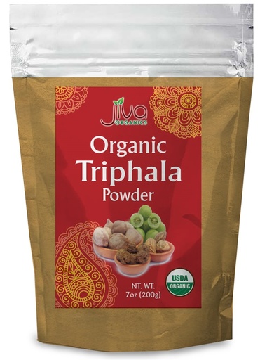 [BRSWKHD2BYDBYHAV] Jiva Organics Organic Triphala Powder 7 Ounce Bag - Ground Amla, Bhibitaki, and Haritaki Fruits Blended, 100% Natural & Non-GMO