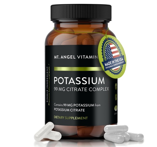 [BRSROAL2CQHGYG3H] Mt. Angel Vitamins - Potassium Supplement, 99 MG Potassium Citrate Complex, 60 Capsules