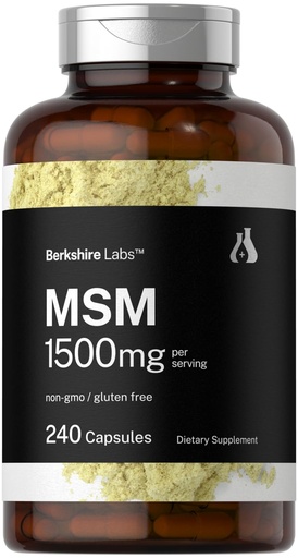 [BRSROCQTAUCRSFIV] Horbäach MSM Capsules 1500mg | 240 Count | Non-GMO, Gluten Free Supplement | Berkshire Labs