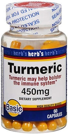 [BRSWGYI7OAGRMYI3] Basic Vitamins Turmeric 450 mg Capsules - 60 ct, Pack of 2