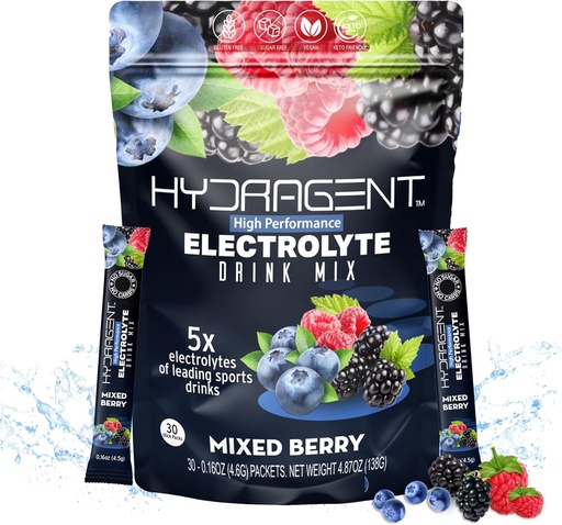 [BRSROBA7B4DR623P] Electrolyte Replacement Stick Packs. Zero Sugar, High Performance Electrolytes. Over 1000mg Salts Plus Magnesium and Potassium. Key Minerals for Hydration. (Mixed Berry)