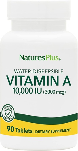 [BRSWIYT3PMCAI2L6] NaturesPlus Vitamina A (Palmitate) - 10,000 iu - Esquí saludable, ojos, visión &amp; sistema inmunológico - Soluble de agua para absorción máxima - 90 Tabletas vegetarianas (90 Servings)