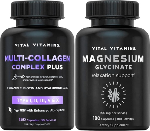 [BRSRAHYPCR6QKCDG] Vital Vitamins Multi Collagen Plus Capsules + Magnesium Glycinate Capsules