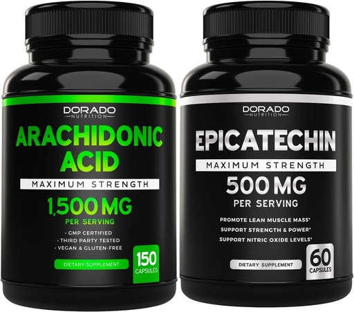 [BRSRAZA2BAFQO3DL] Arachidonic Acid (150 캡슐) - 근육 질량 및 남성 및 여성 및 Epicatechin 추출물 (60 캡슐)에 대한 회복을위한 근육 및 힘 보충 지원 Lean 근육 펌프 및 이득 - Non-GMO & Vegan