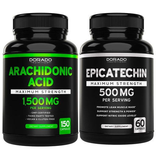 [BRSRAZA2BAFQO3DL] Arachidonic Acid (150 Capsules) - Muscle and Strength Supplement for Muscle Mass & Recovery for Men & Women and Epicatechin Extract (60 Capsules) Supports Lean Muscle Pump & Gains - Non-GMO & Vegan