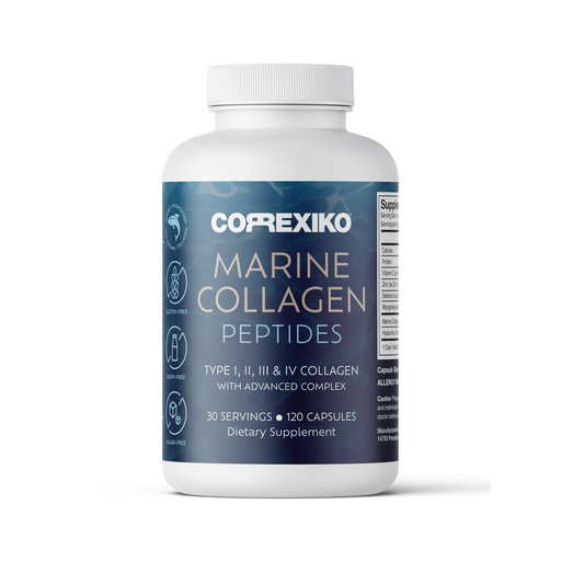 [BRSWGHANA4MAKH3G] CORREXIKO Marine Collagen Supplement Pills - 1800mg Hydrolyzed Collagen Peptides per Serving with Added Hyaluronic Acid, Vitamin C & Minerals - for Hair, Skin & Nails - 120 Capsules 30 Day Supply