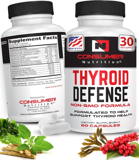 [BRSRA2YKCR6BSALD] Thyroid Support for Women & Men - Ashwagandha, Cayenne, Schisandra, & Kelp for Thyroid Health - Zinc, Vitamin B12 & Iodine Supplements for Thyroid - Thyroid Defense 30 Capsules