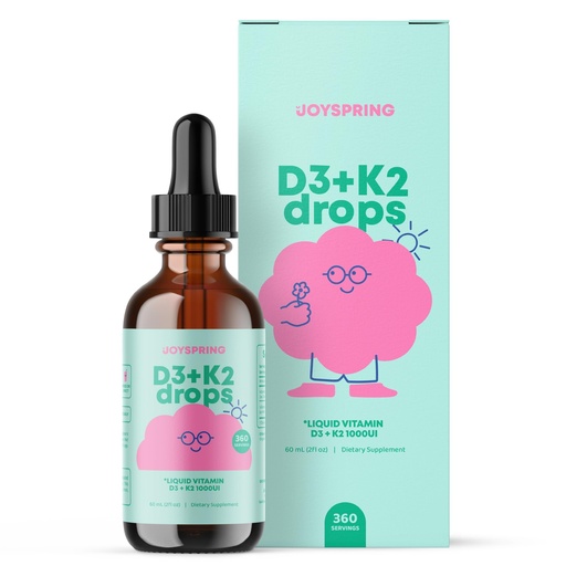 [BRSW2ZI7CUPWCCL7] JoySpring Vitamin D3 Kids Drops with K2 – Liquid Supplement for Calcium Absorption & Joint Health – 360 Servings (2 fl oz) – Vitamin D Kids Ages 3-18
