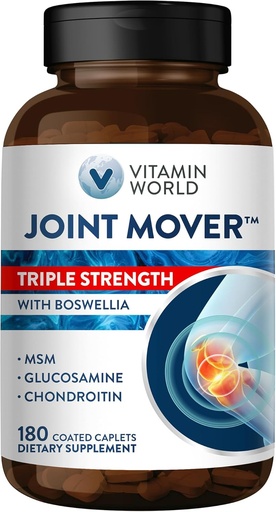 [BRSWGZT7OQAWECYZ] Vitamin World Triple Strength Joint Mover, Glucosamine Chondroitin with MSM Joint Support Supplement, Collagen & Boswellia Serrata Extract, Support Joint Strength, Comfort & Flexibility, 180 Caplets