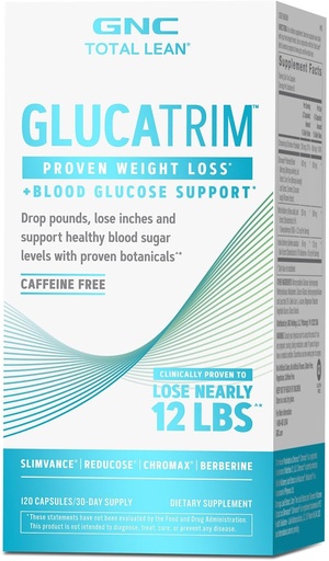 [BRSROAQYPMBR43LO] GNC Total Lean GlucaTrim, 120 capsule, Cafeina gratuit, 60 Serviri