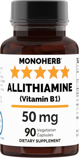 [BRSWYYYCO56G2YI6] MONOHERB Allithiamine Vitamin B1 50 mg per Capsule - 90 Vegetarian Capsules