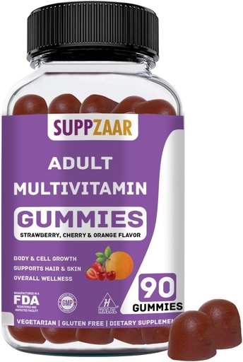 [BRSW2GICPJYBED3Z] Vegetarian Gummy Multivitamin for Women & Men - Daily Men & Womens Multivitamin with Vitamins: A C D E B6 B12, Biotin & Zinc - Complete Vitamin Formula - 90 Count