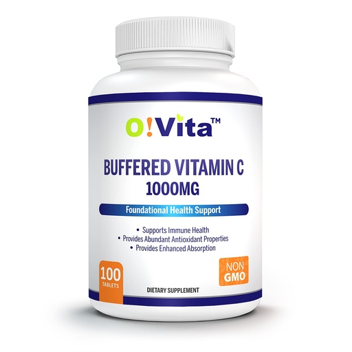 [BRSW2FQ6ARYBUC37] Buffered Vitamin C 1000mg for Support of Immune Health, 100 buffered Non-GMO Tablets, 100-day Supply